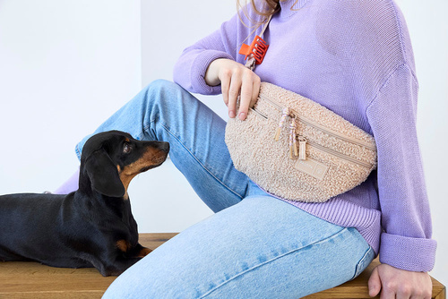 PALOPA Torebka nerka na smakołyki dla psa Emma teddy-fleece beige Edycja limitowana